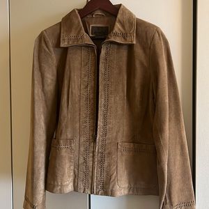 Suede Leather Tan Jacket NWOT Western Style High Quality Stitch Detail